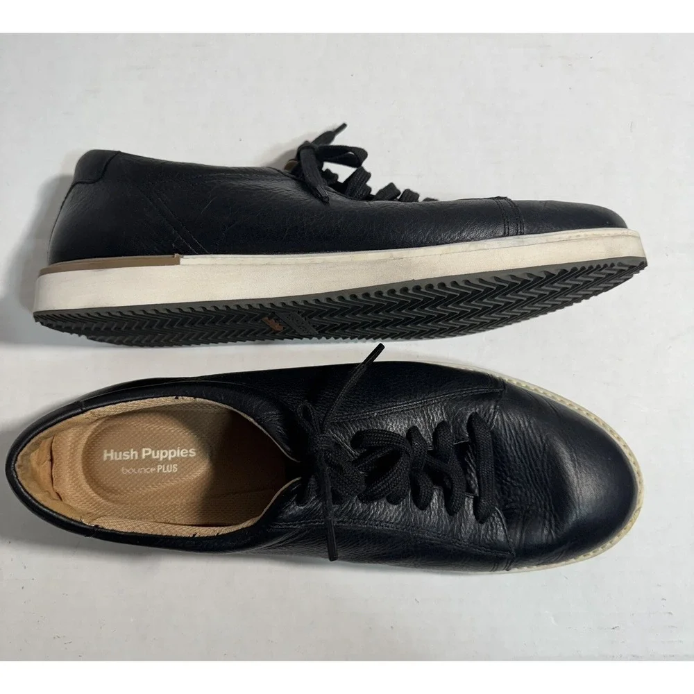 Hush Puppies Bounce Plus‎ Black Leather Lace-Up Shoes Men's Size 14